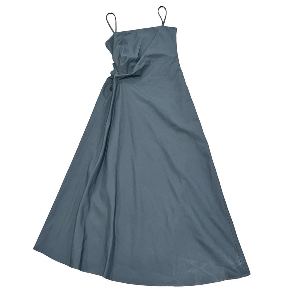 Zara ZW Collection Grey Khaki Wool Blend Draped Maxi Dress NWT Event - Picture 9 of 15